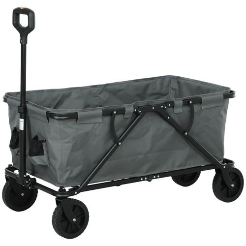 Chariot De Jardin Pliable 160 L Acier Et Polyester Gris Foncé Charge 120 Kg