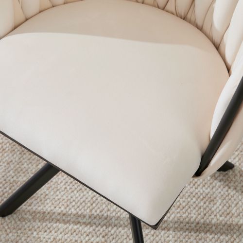 Lot De 2 Chaises Pivotantes En Velours, Rotation 180°, Dossier Ergonomique, Ivoire