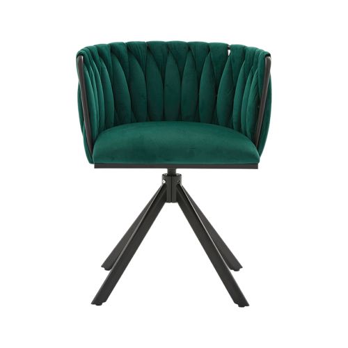 Lot De 2 Chaises Pivotantes En Velours, Rotation 180°, Pieds Métal Renforcés, Émeraude