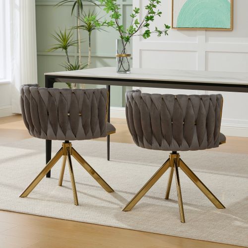 Lot De 2 Chaises Pivotantes En Velours, Dossier Ergonomique, Gris