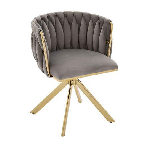 Lot De 2 Chaises Pivotantes En Velours, Dossier Ergonomique, Gris