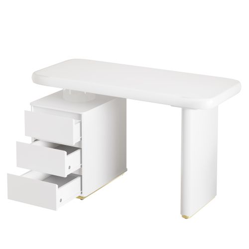 Bureau Droit En Forme De Nuage 117x50x74 Cm, Courbes Arrondies, Blanc