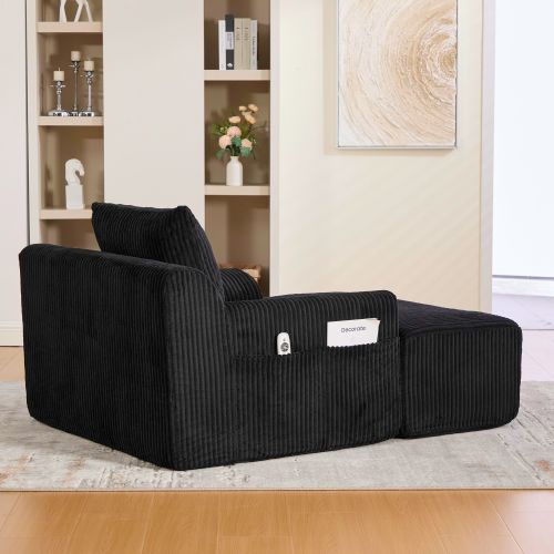 Fauteuil Surdimensionné En Velours Côtelé Avec Repose-pieds Et Poches Latérales