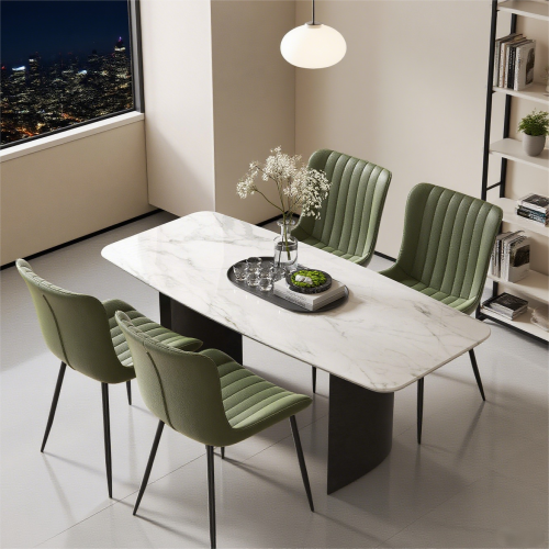 Lot De 4 Chaises De Salle à Manger, Assise Rembourrée, En Simili Vert