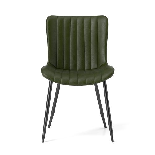Lot De 4 Chaises De Salle à Manger, Assise Rembourrée, En Simili Vert