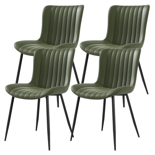 Lot De 4 Chaises De Salle à Manger, Assise Rembourrée, En Simili Vert