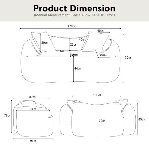 Canapé Compressé 2 Places Incurvé Avec Accoudoirs Et 2 Coussins - Rose