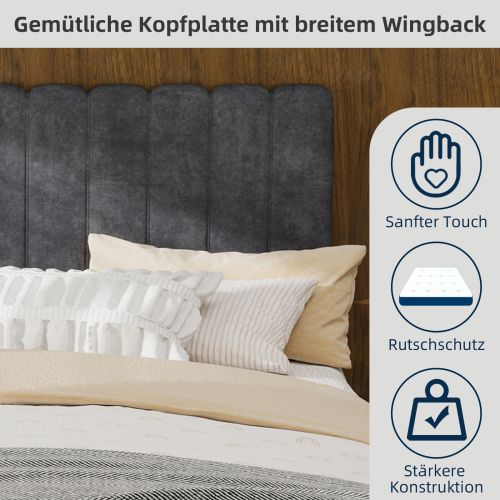 Lit Coffre 140x200 Cm, Cadre De Lit En Métal Avec Rangement, Gris