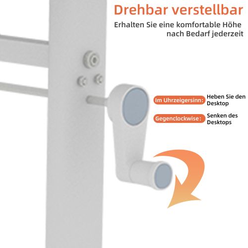 Bureau Réglable En Hauteur à Manivelle, Structure Métal Et Bois, Gris