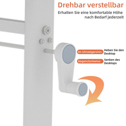 Bureau Réglable En Hauteur à Manivelle, Structure Métal Et Plateau Effet Bois