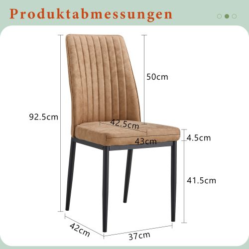 Lot De 4 Chaises De Salle à Manger, Tissu à Motif Vertical, Pieds En Métal, Marron Et Noir