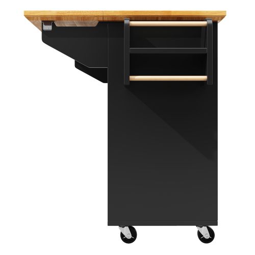 Desserte De Cuisine Avec 5 Tiroirs, Étagères Réglables Et Porte-serviettes, En Mdf Et Métal, Noir