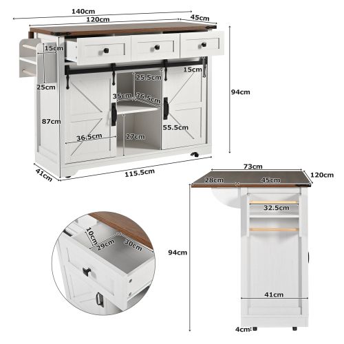 Desserte De Cuisine à 5 Roulettes Avec Tiroirs Et Porte-serviettes, En Mdf, Beige