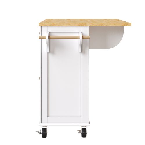 Desserte De Cuisine à 5 Roulettes Avec Tiroir Et Portes En Verre, Blanc