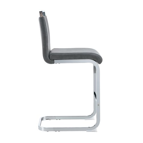 Lot De 2 Tabourets De Bar, Assise En Pu, Pieds Métal, Gris Foncé