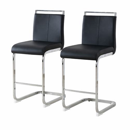 Lot De 2 Tabourets De Bar, Revêtement En Pu, Pieds En Métal, Noir