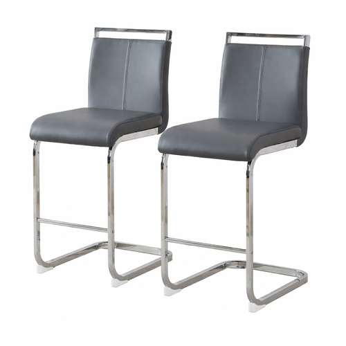 Lot De 2 Tabourets De Bar, Assise En Pu, Pieds En Métal, Gris Foncé