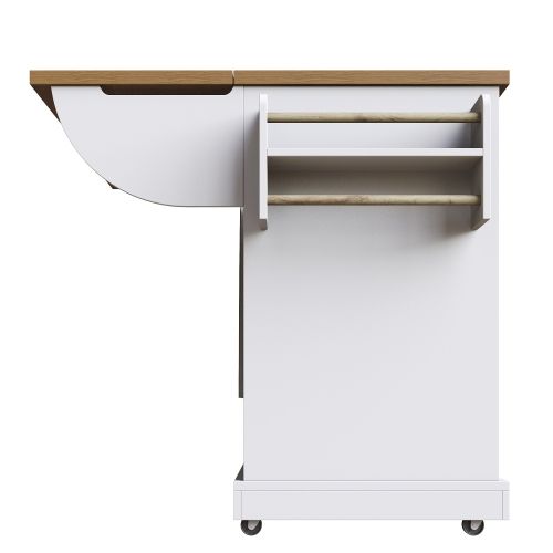 Desserte De Cuisine Pliante Avec 6 Tiroirs De Rangement, Blanc