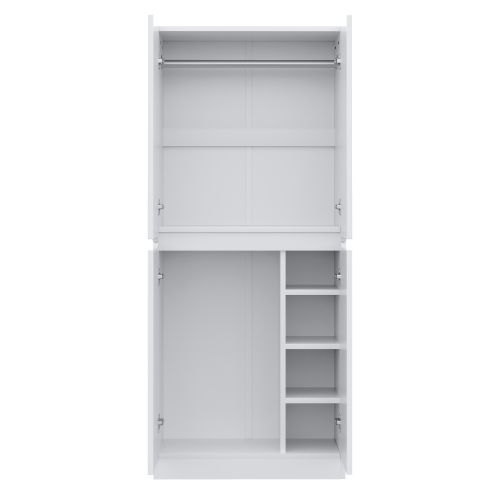 Armoire à Double Porte 70 X 40 X 170 Cm, Petit Compartiment De Rangement, Blanc