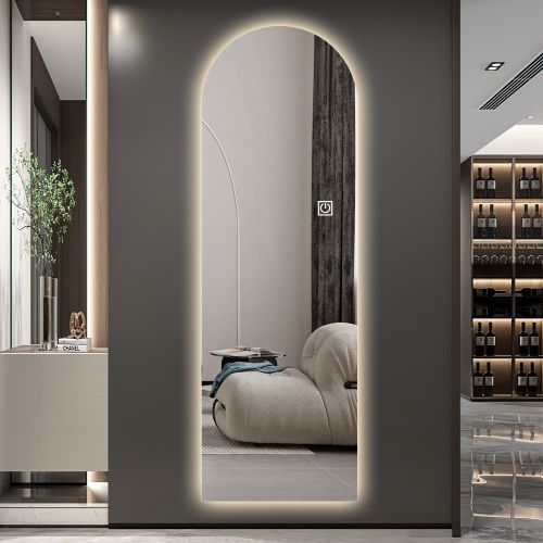 Miroir Sur Pied, Miroir Mural Avec Éclairage LED Argenté 165x50 Cm