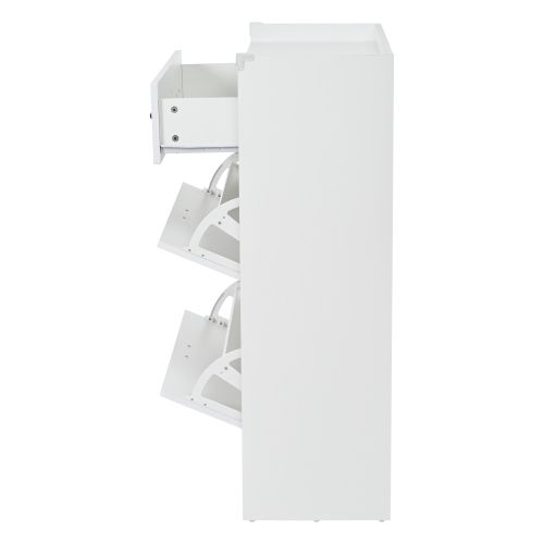 Meuble à Chaussures 80 X 34 X 107,5 Cm, Avec 4 Compartiments Et 1 Tiroir, Blanc