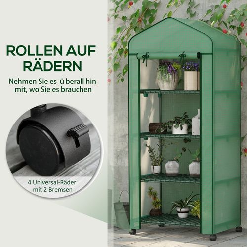 Mini Serre De Jardin à Étagères 69x50x165 Cm Acier Et Bâche 140 G/m² Verte