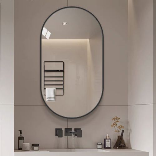 Miroir De Salle De Bain 50x80 Cm Argenté En Verre Et Métal