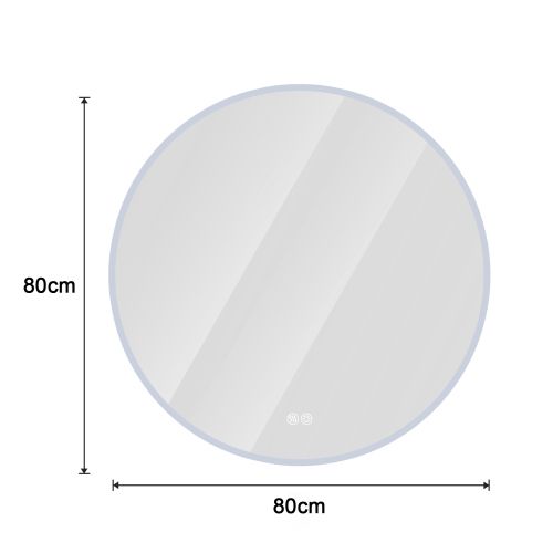 Miroir De Salle De Bain Rond LED 80 Cm Avec Anti-buée Et Lumière Réglable