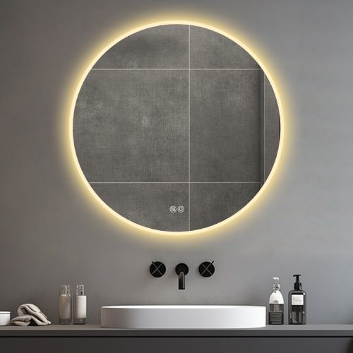 Miroir De Salle De Bain Rond 70 Cm Avec Éclairage LED, Antibuée Et Variation De Teinte