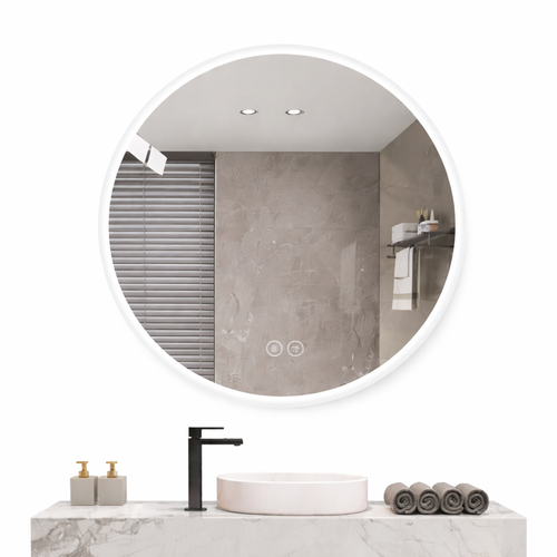 Miroir De Salle De Bain Rond 70 Cm Avec Éclairage LED, Antibuée Et Variation De Teinte