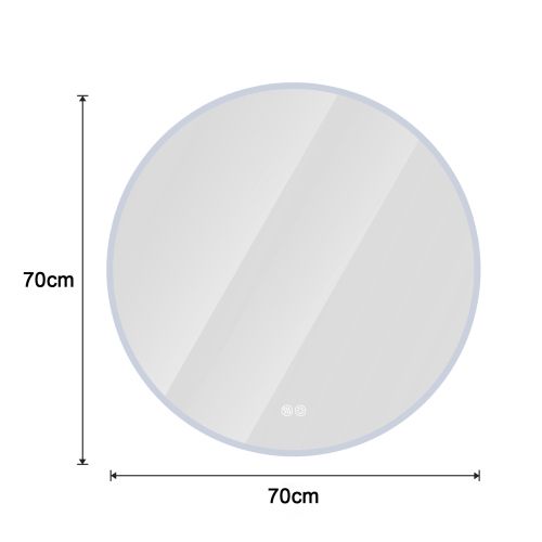 Miroir De Salle De Bain Rond 70 Cm Avec Éclairage LED, Antibuée Et Variation De Teinte