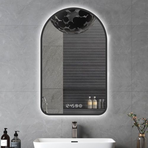 Miroir De Salle De Bain LED 60 X 120 Cm Avec Cadre Noir, Antibuée Et Intensité Réglable