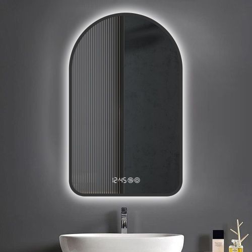 Miroir De Salle De Bain LED 60 X 120 Cm Avec Cadre Noir, Antibuée Et Intensité Réglable