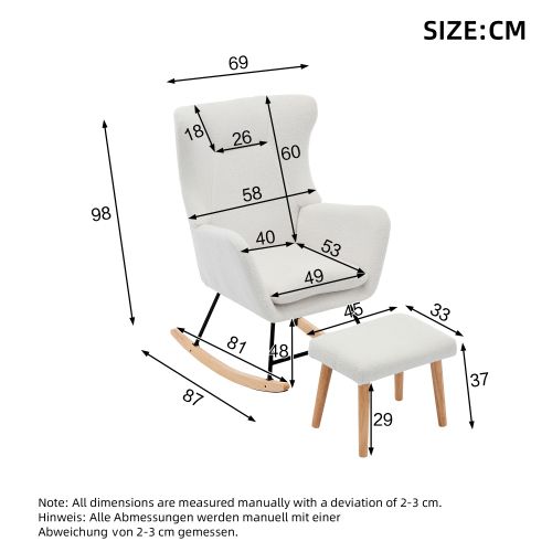 Fauteuil à Bascule Blanc, Dossier Haut Et Coussin Amovible, Repose-pieds