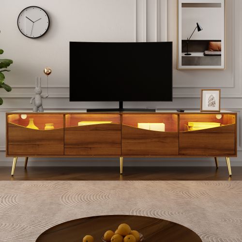 Meuble TV 180 Cm, Niche Ouverte, Avec LED, Couleur Bois