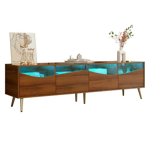 Meuble TV 180 Cm, Niche Ouverte, Avec LED, Couleur Bois