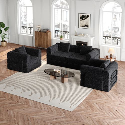 Canapé Convertible 1 Place En Chenille Avec Rangement Dans L'accoudoir Et Armature Acier