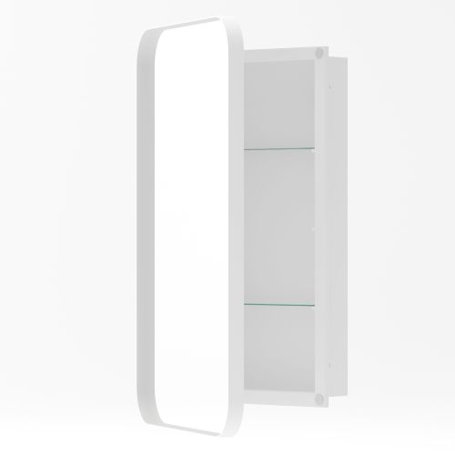 Armoire Miroir Rectangulaire En Métal Et Verre, Blanc