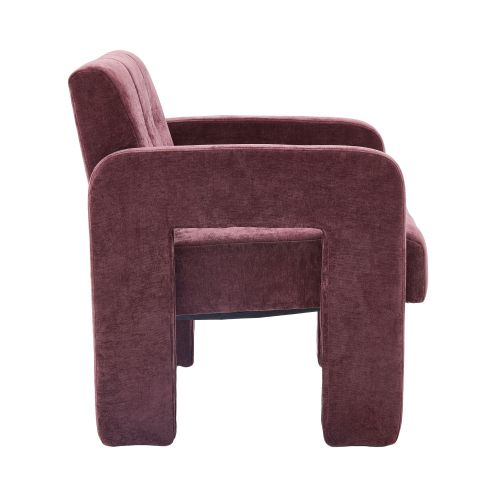 Fauteuil En Chenille, Assise Rembourrée, Rouge Bordeaux