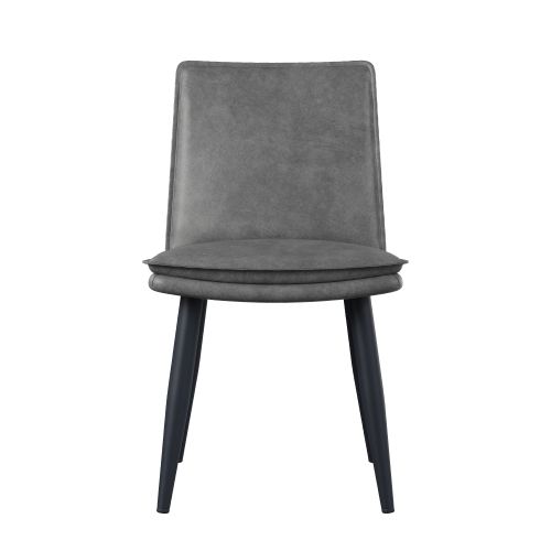 Lot De 4 Chaises De Salle à Manger En Pu, Assise Double Couche Rembourrée, Pieds Métal, Gris