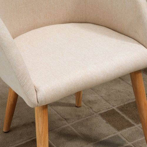 Lot De 2 Chaises De Salle à Manger, Design Scandinave, Assise Rembourrée, Pieds Bois, Beige