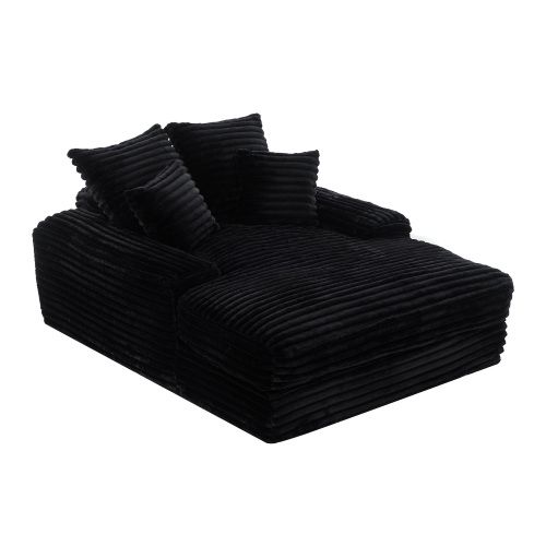 Fauteuil Compressé En Velours Côtelé 137 X 175 Cm - Noir