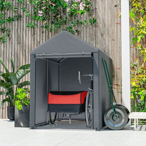 Abri De Rangement Extérieur En Acier Galvanisé 120x179x165 Cm Gris Foncé