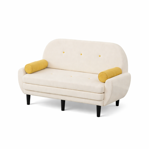 Canapé Convertible Multiforme, Dossier Réglable, 2 Coussins, Ivoire