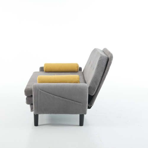 Canapé Convertible Multifonction, Dossier Réglable, 2 Coussins Inclus, Gris