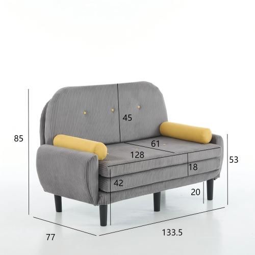 Canapé Convertible Multifonction, Dossier Réglable, 2 Coussins Inclus, Gris