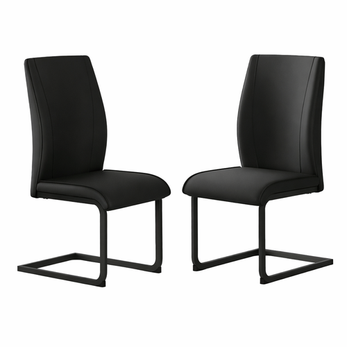 Lot De 2 Chaises De Salle à Manger, Assise Rembourrée En Cuir Synthétique, Noir