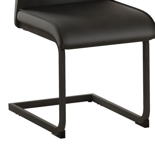Lot De 2 Chaises De Salle à Manger, Assise Rembourrée En Cuir Synthétique, Noir