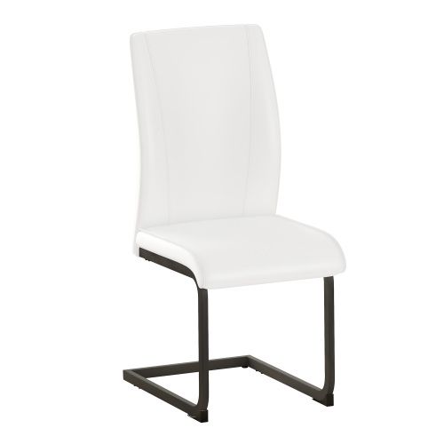 Lot De 2 Chaises De Salle à Manger, Assise Simili Cuir, Piètement Métal, Blanc Et Noir