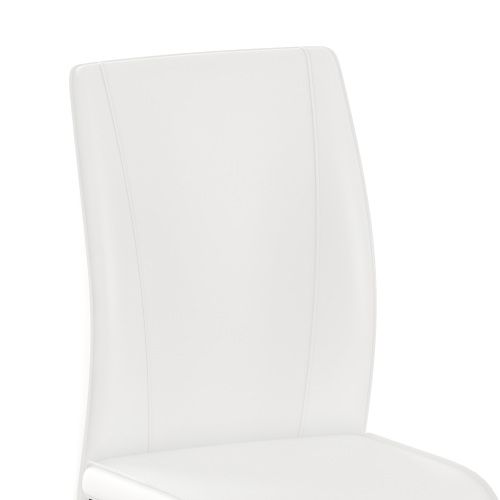 Lot De 2 Chaises De Salle à Manger, Assise Simili Cuir, Piètement Métal, Blanc Et Noir